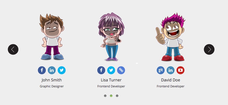 WordPress Team Members Carousel with Social Media