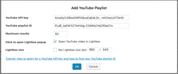 wordpress youtube playlist carousel