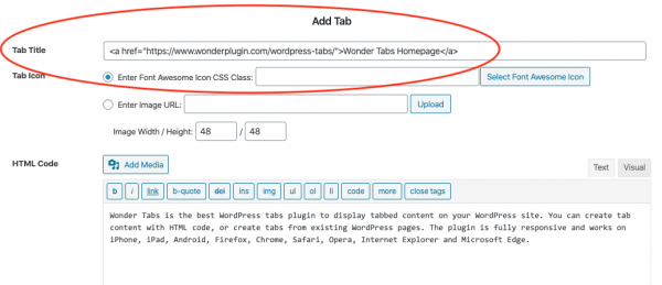 wordpress tabs title link