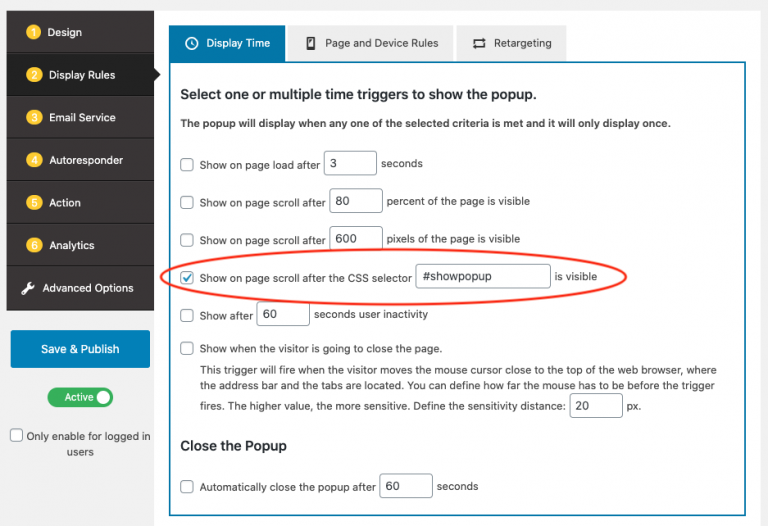 How to show a popup once visitors have scrolled down the page to see a