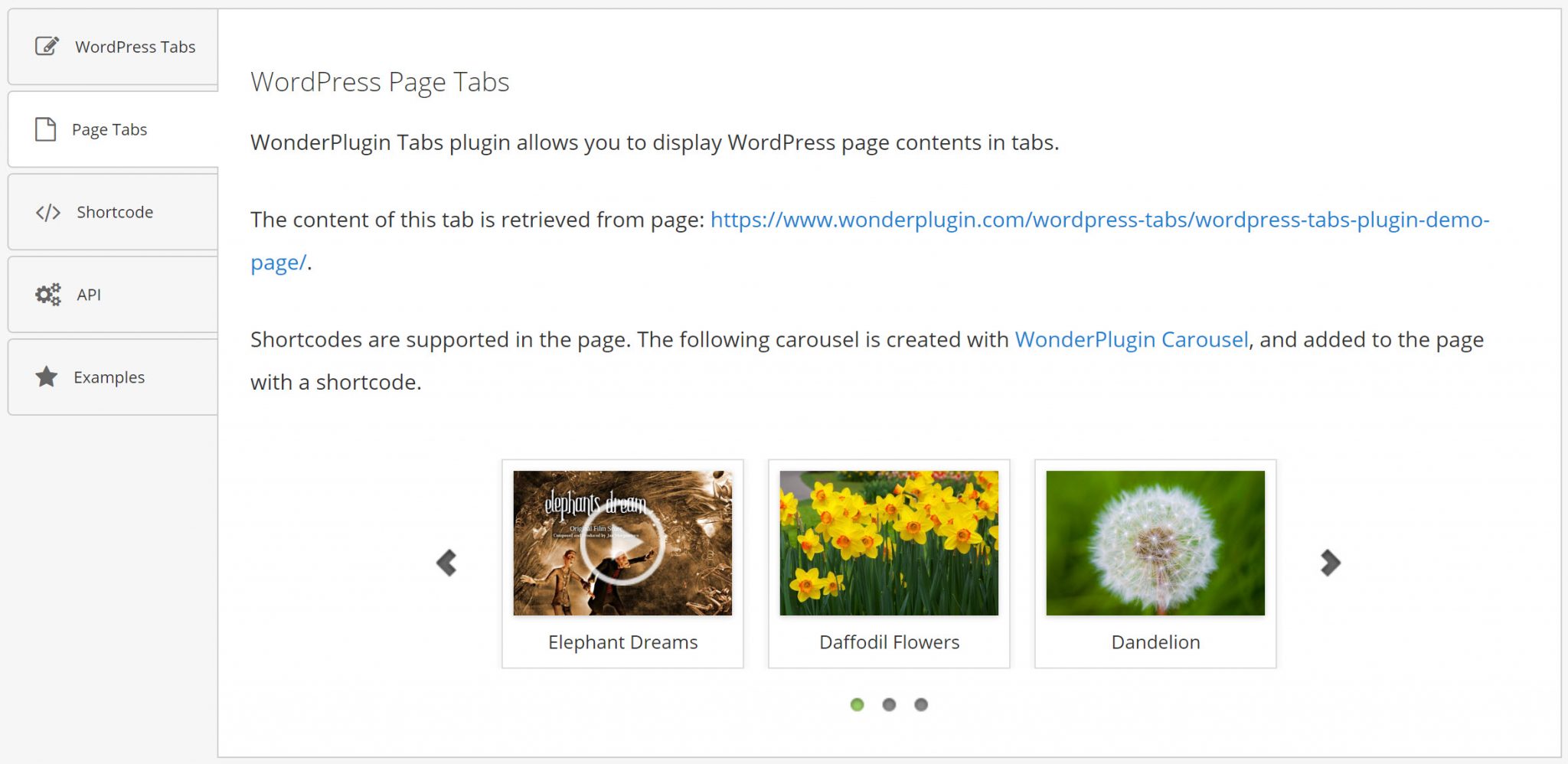 WordPress Tabs Examples WordPress Plugin